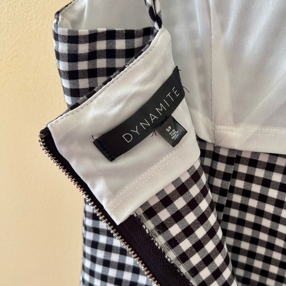 Dynamite| Cute Classic Black & White Checkered Gingham Mini Dress Sz S - Picture 3 of 4